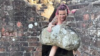 FEMDOM MILF gets squirting orgasm in the Ruins