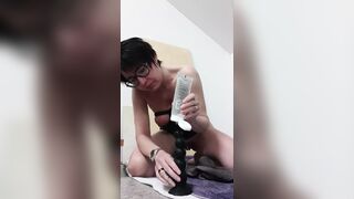 Milf Julie plays anal with new monster dildos